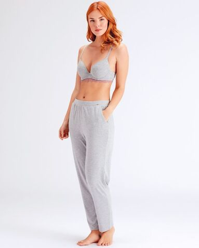 Свободные штаны из вискозы для дома и отдыха (Размер: L) (Цвет: серый меланж)