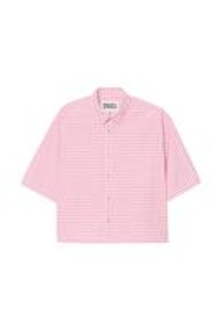 ZARA X BENITO ANTONIO РУБАШКА С ОТЛОЖНЫМ ВОРОТНИКОМ, РОЗОВЫЙ/БЕЛЫЙ