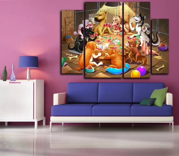 Модульная картина "Собачий покер"