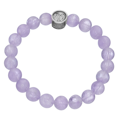 Браслет из поделочного камня/Частичное чернение/Аметист/Лавандовый/Ангел