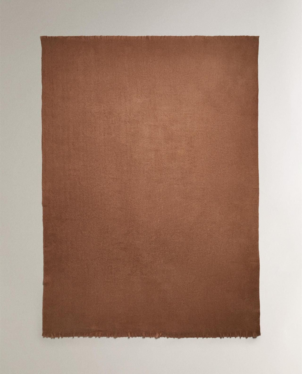 Zara Home - Мягкий плед с бахромой, терракота, 140x190 см