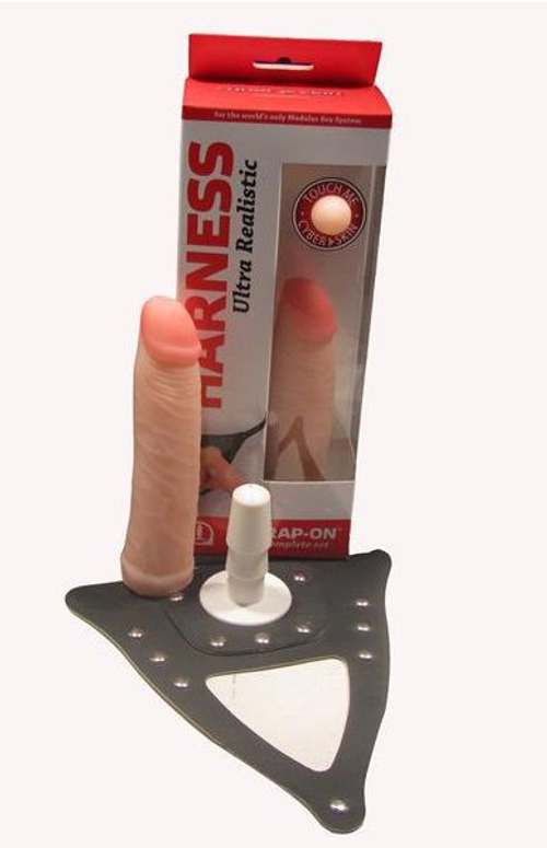 Страпон Харнесс: трусики с плугом и насадка из неоскин - 15,2 см.