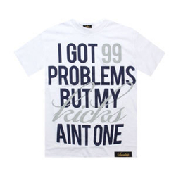 Футболка Sneaktip 99 Problems белая с синим вид спереди