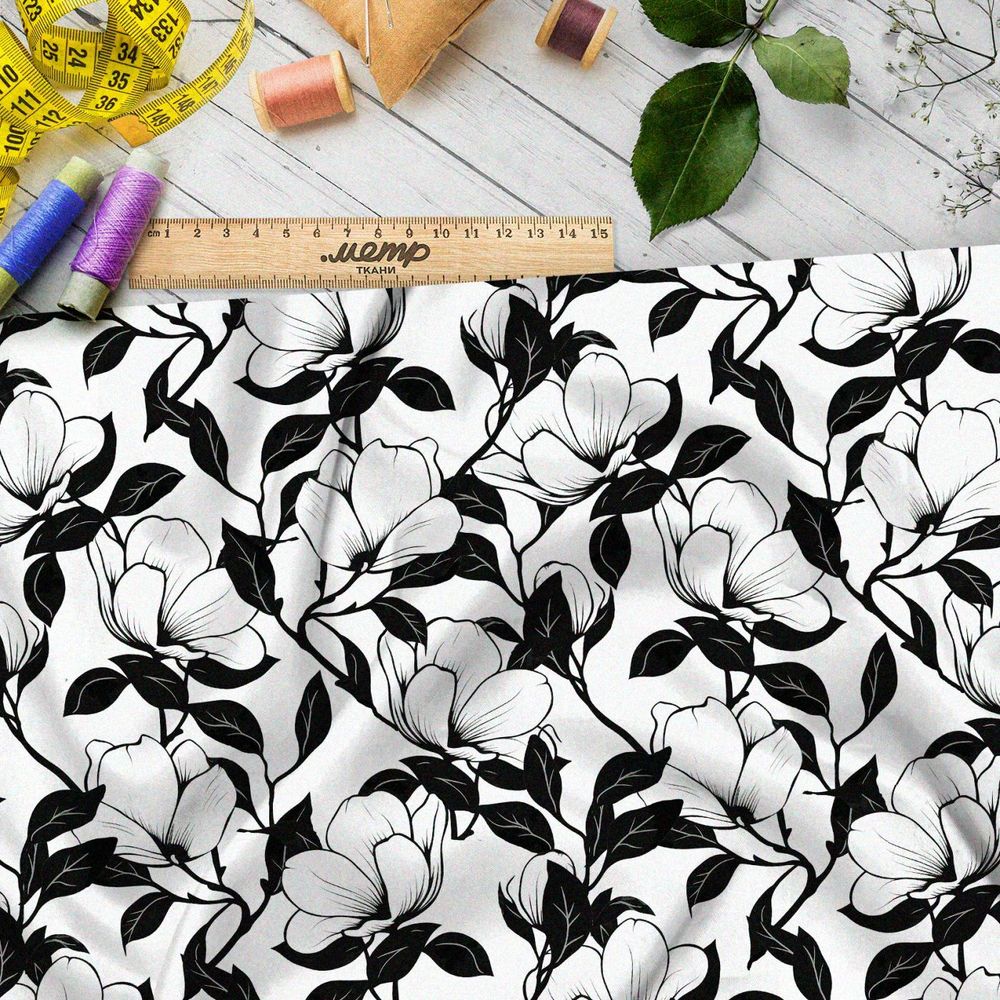 Ткань премиум бифлекс черно-белые иллюзии