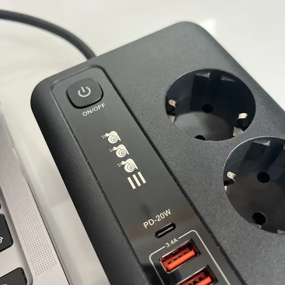 Сетевой фильтр с предохранителем, быстрая usb и type-c зарядка, пилот удлинитель для компьютера с заземлением, 2 метра