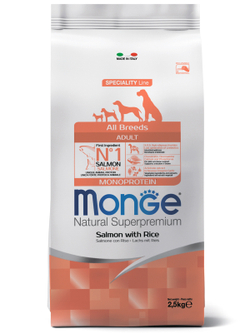 Monge Dog Monoprotein корм для собак всех пород лосось с рисом 2,5 кг