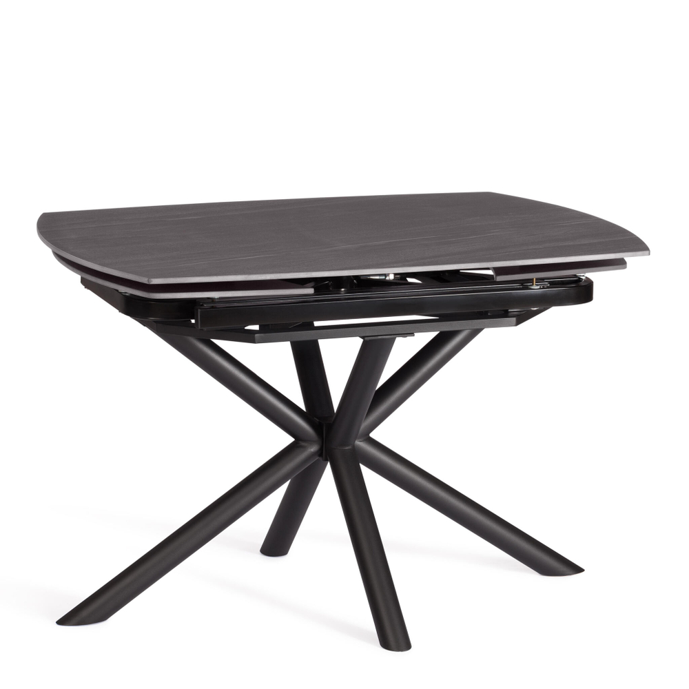 Стол обеденный Winston/Винстон столешница керамика (матовая) /опоры металл, темно-серый/черный, (120+30+30)x80x75(+1) см