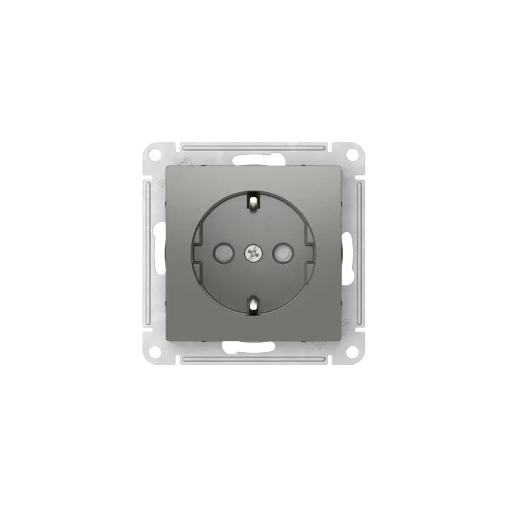 ATLASDESIGN РОЗЕТКА с заземлением со шторками, 16А, механизм, быстрозажим. клем., СТАЛЬ