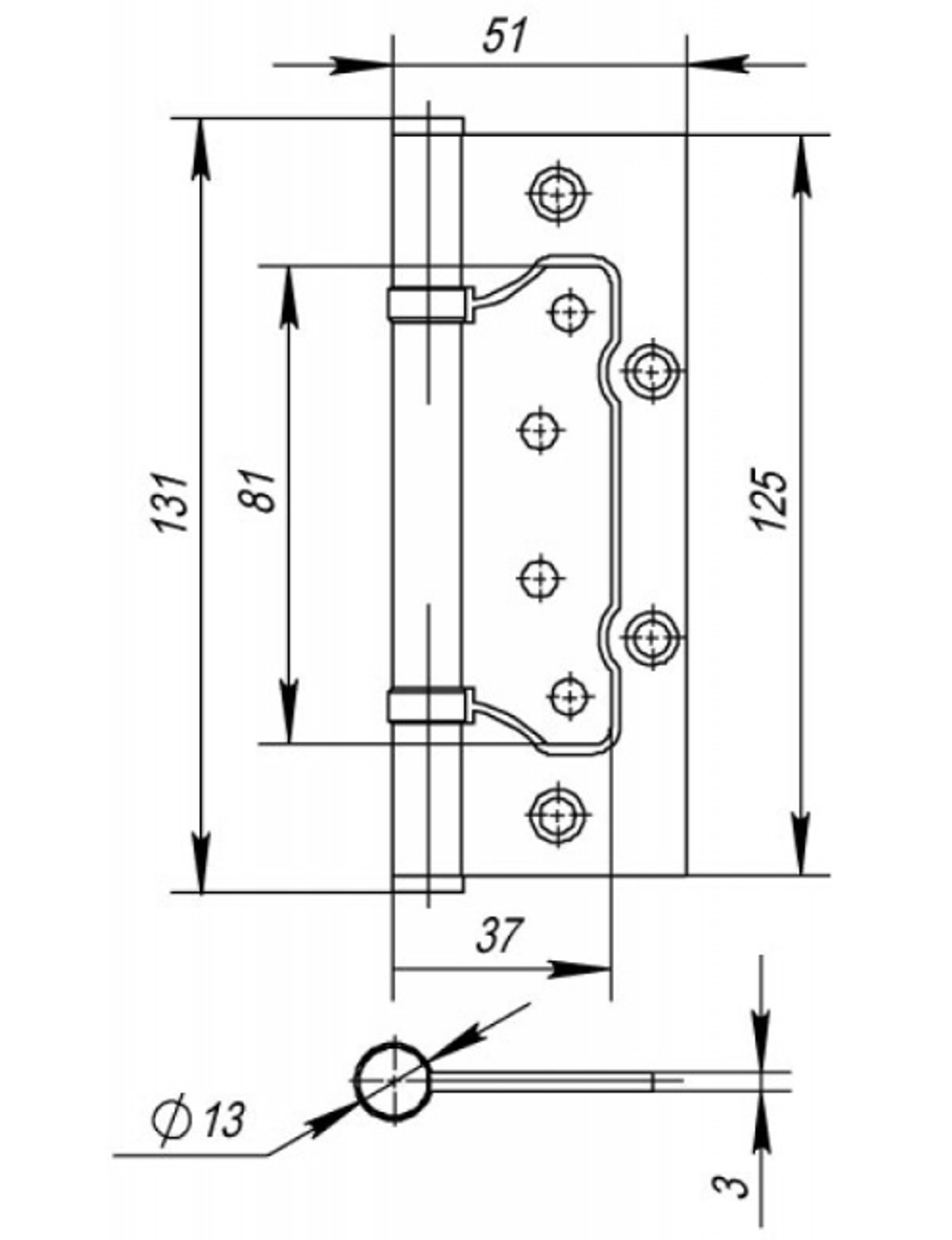 ПЕТЛЯ БАБОЧКА 125X75X3MM ЛАТУНЬ HG 125*75*3.0-2BB G(G) 2ШТ