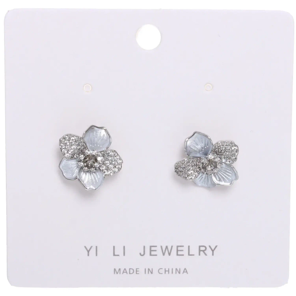 Серьги из гиппоалергенного металла со стразами «ПАЛУМНА», лилия, цвет золото и серебро, 1,3-dсм