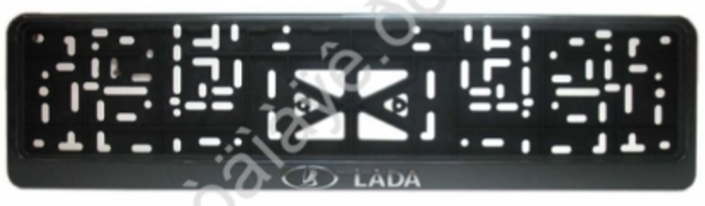 Рамка под номер пластик Черная защелка надпись Серебро - ЛАДА\LADA (Эмблема и надп LADA ) шт 776162