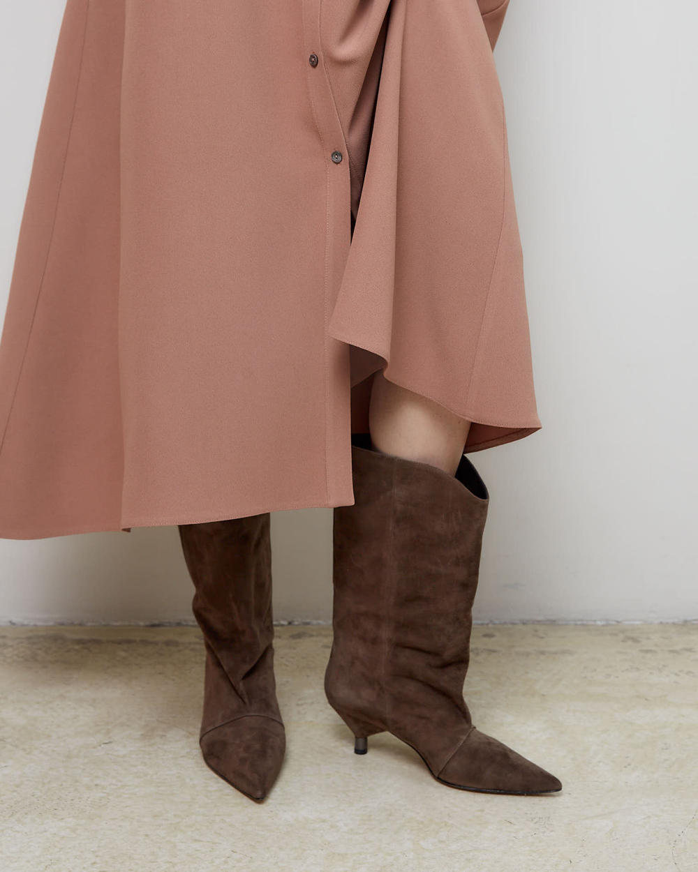 Полусапоги из натуральной замши шоколад