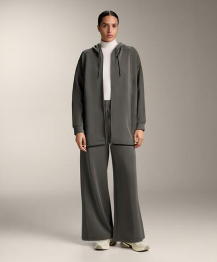 OYSHO Широкие прямые брюки с ребристой отделкой по бокам и ворсистым модалом, угольный