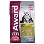 Сухой корм AWARD SPECIAL CARE Sensitive Digestion для взрослых кошек с чувствительным пищеварением со свежим мясом утки 1,5кг