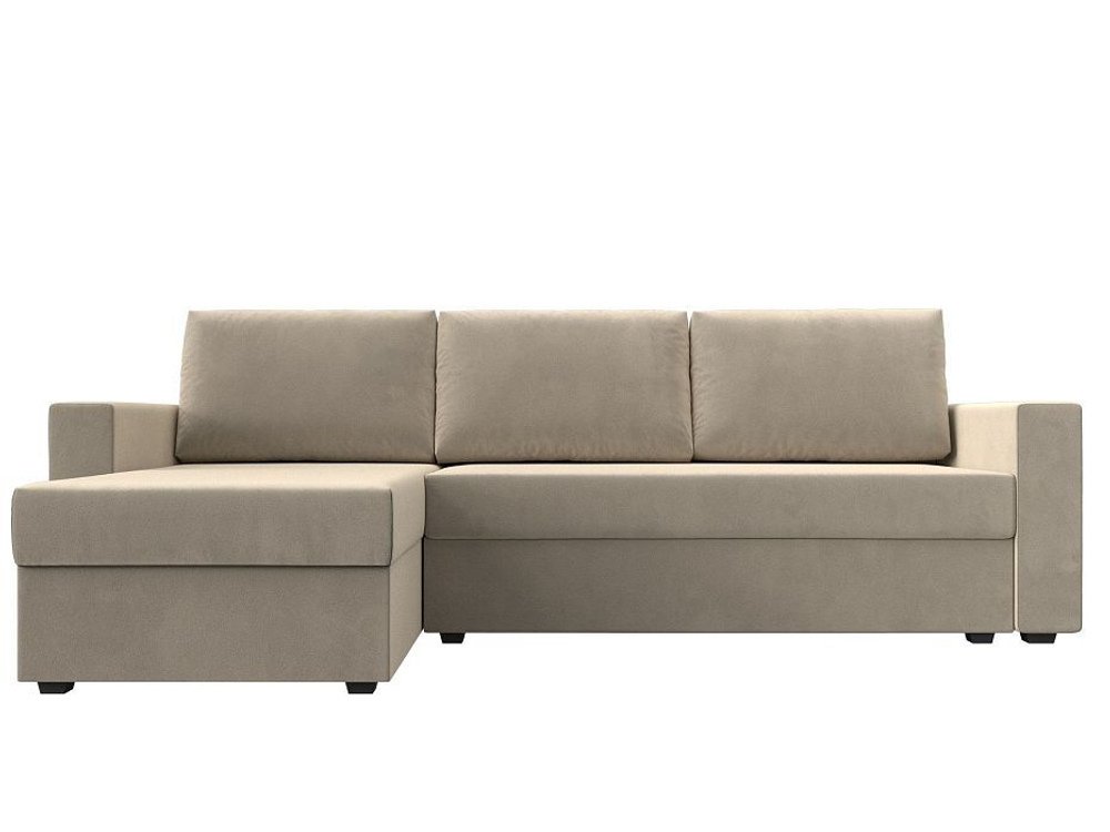 Диван угловой Траумберг Лайт левый угол, Бежевый, Микровельвет, 117130L