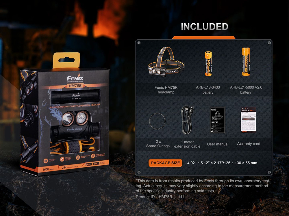 Налобный фонарь Fenix HM75R, 1600 люмен, до 500 часов света, белый и красный свет, профессиональный,