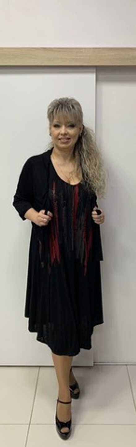 Черная немецкая трикотажная двойка - сарафан и болеро