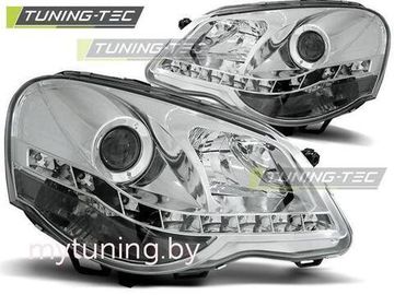 Передние фары VW Polo 4 9N3 daylight chrome
