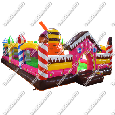 Коммерческий надувной батут "Десертный дом", 12*6*4,5 м.