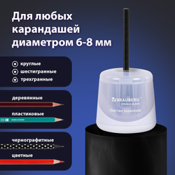Точилка электрическая BRAUBERG DOUBLE BLADE WHITE, двойное лезвие, питание от 2 батареек, 271337