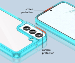 Защитный чехол с усиленными рамками бирюзового цвета для Samsung Galaxy S22+ Плюс, мягкий отклик кнопок