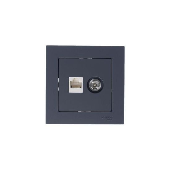 Розетка компьютерная + телевизионная 2-м AtlasDesign RJ45 кат.5E + TV механизм грифель SE ATN000789