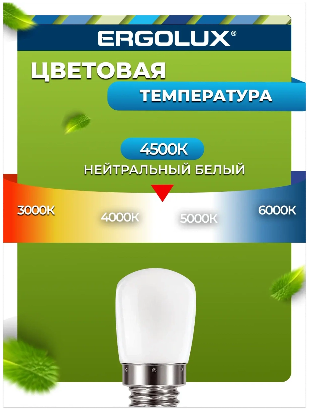 Лампа для холодильника и швейных машин светодоидная 3W (25Вт) E14 Ergolux