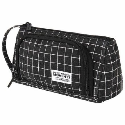 Пенал мягкий трапеция 220*100*80 Brauberg Checkered black, с ручкой, полиэстер