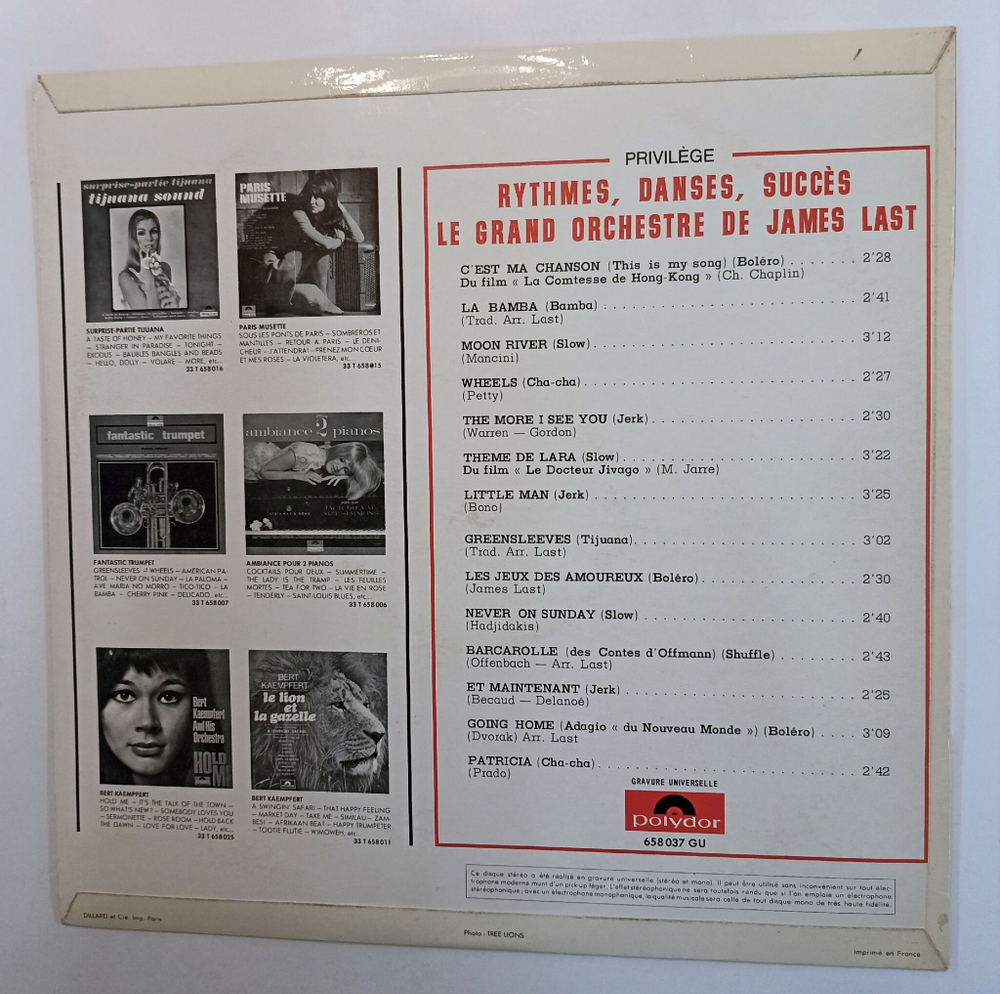 Винтажная виниловая пластинка LP Le Grand Orchestre De James Last Rythmes Danses Succes (France 1968)