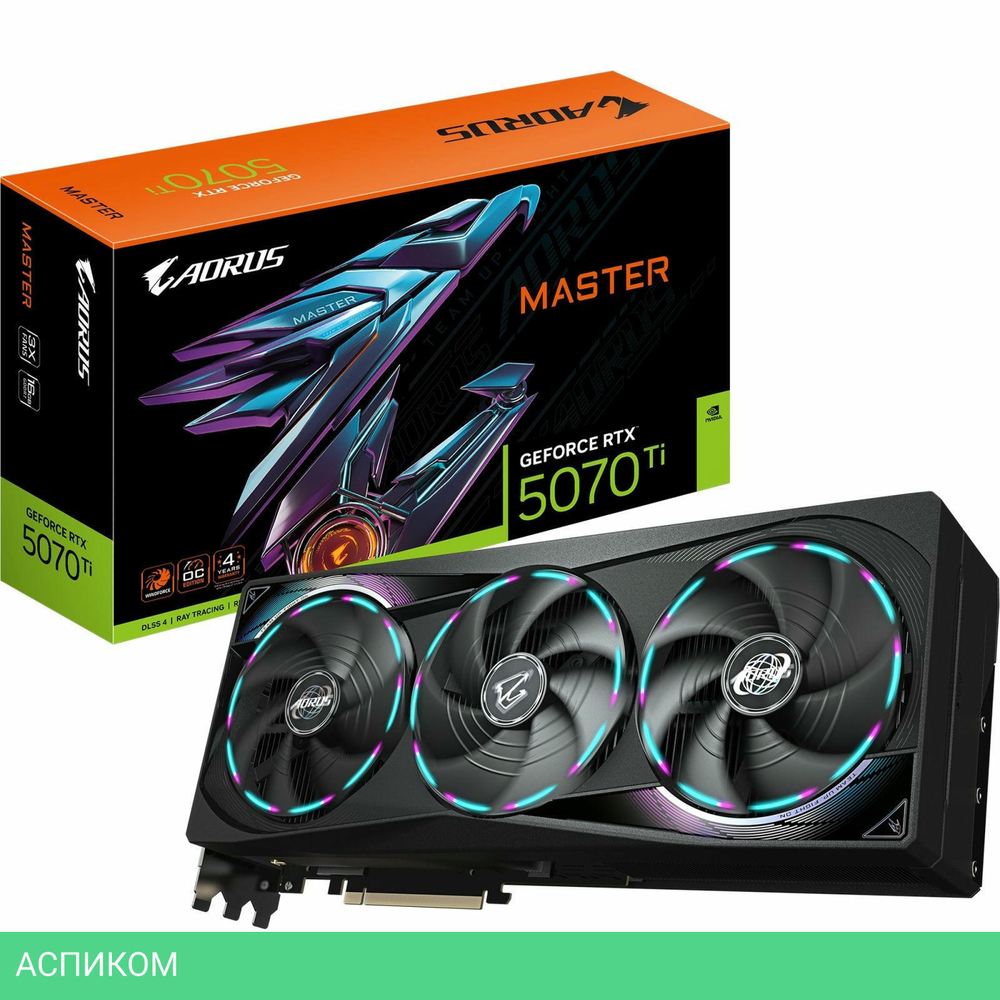 Видеокарта GigaByte AORUS GeForce RTX 5070 Ti Master 16G GDDR7 (GV-N507TAORUS M-16GD)