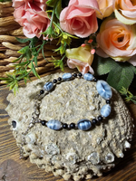 Браслет из натурального камня, авторская работа из Агата двух цветов "Агатовый средний"