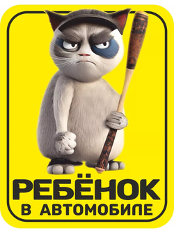 Наклейка на авто надпись с котом