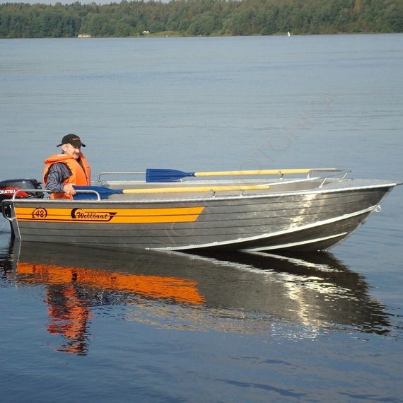Алюминиевая лодка Wellboat-42 NexT румпельное управление