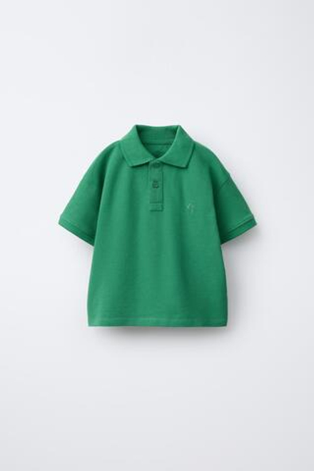 ZARA БАЗОВОЕ ОДНОТОННОЕ ПОЛО, ЗЕЛЕНЫЙ