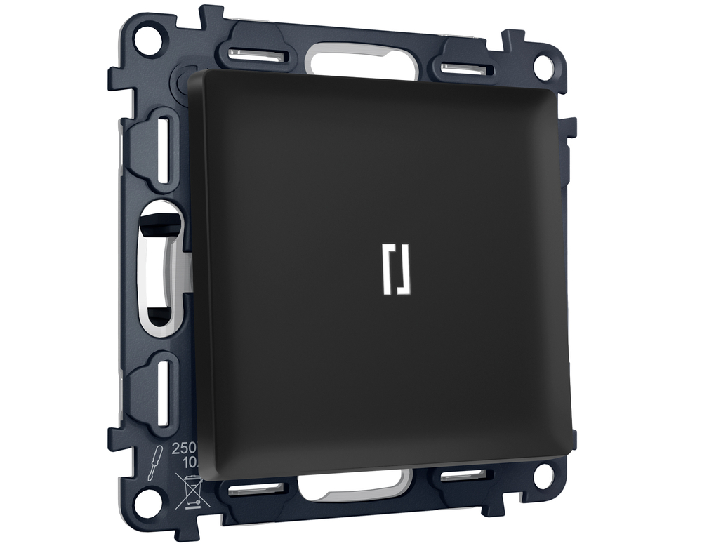 MA802015 Комплект механизма 1-кл выключателя с подсветкой 5600K ALFA Черный матовый QUANT (AP8020, VM101, G25W)