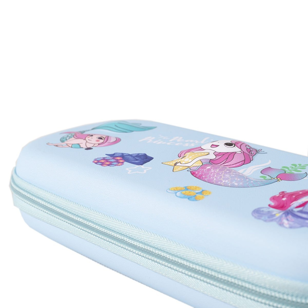 Пенал EVA Alingar, 1 отделение, откидная планка, карман сетка, объемный рисунок, 95 х 210 мм, "Русалочки", микс (голубой, розовый)