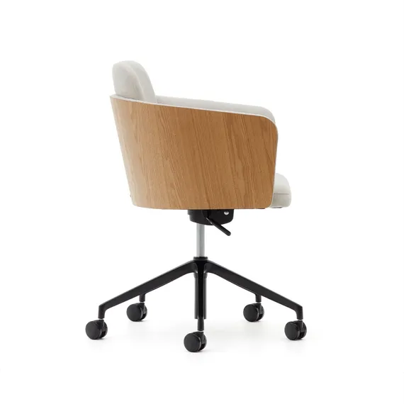 Рабочее кресло на колесиках Madai, бежевый шенилл, шпон ясеня