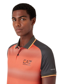 Мужское теннисное поло EA7 Man Jersey Polo Shirt - Коричневый