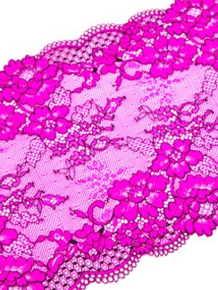 03-193 Кружево эластичное 19 см, фуксия/черный
