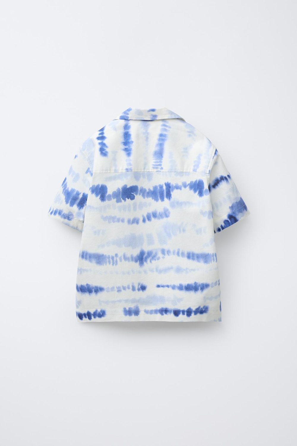 ZARA РУБАШКА С ПРИНТОМ ТАЙ-ДАЙ, ЭКРЮ/СИНИЙ