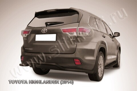 Защита заднего бампера Toyota Highlander (2014-2016) d57 волна длинная серебристая