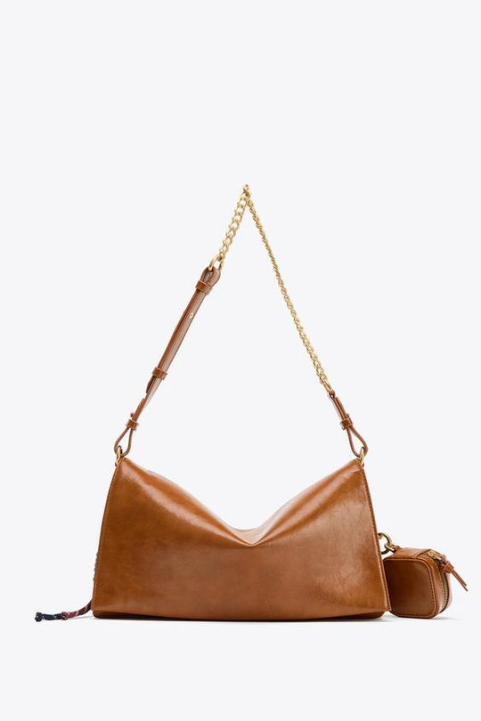 ZARA СУМКА С ПОДВЕСКАМИ, РЫЖЕВАТО-КОРИЧНЕВЫЙ