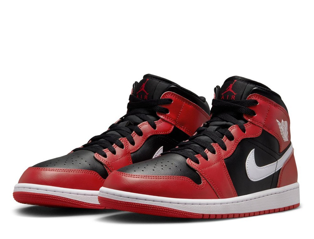 Баскетбольные кроссовки Air Jordan 1 Mid Black/Gym Red/White shoes