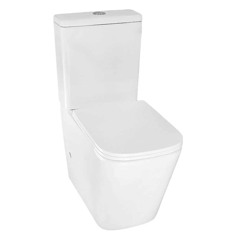 Унитаз-компакт Azario Quadro 340х605х810 напольный, безободковый, с быстросъемным сиденьем микролифт, полипропилен (AZ-2175)