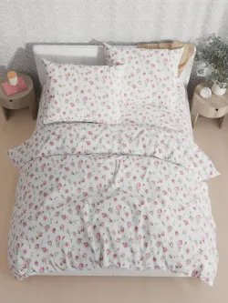 Простынь на резинке Полисатин Мечта "Бутоны роз" 140x200 см