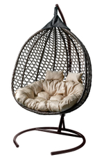 Кресло подвесное Garden Story двойное Фиджи (стойка+осн.КОРИЧ.,корзн.корич.,подуш.беж. 3уп. (М))