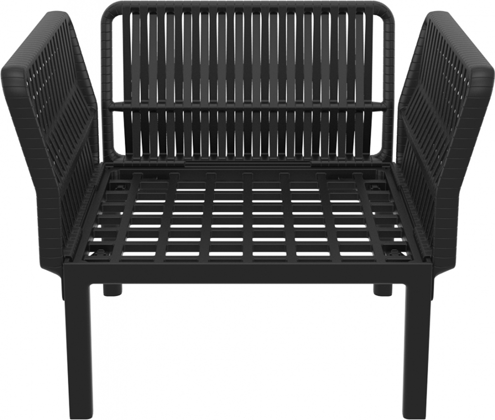 Кресло пластиковое с подушками Siesta Contract Portofino Lounge, черный, темно-серый