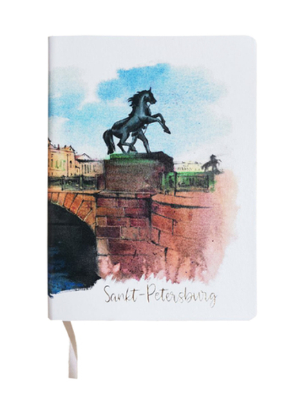 Ежедневник недатированный "Санкт-Петербург. Аничков мост" А5 168 листов, гибкая обложка экокожа, на сшивке