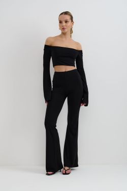 Леггинсы клеш из вискозы черного цвета