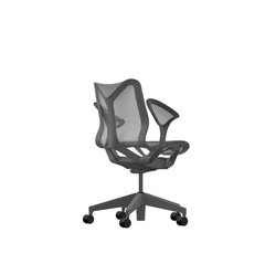 Кресло Herman Miller Cosm, низкая спинка, цвет Carbon, подлокотники «лепестки» (Leaf)
